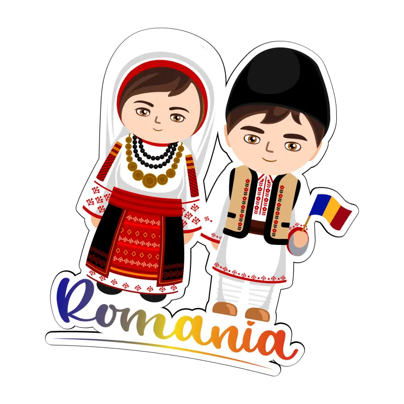 Mgs126-copii tarani port popular romania, magnet frigider